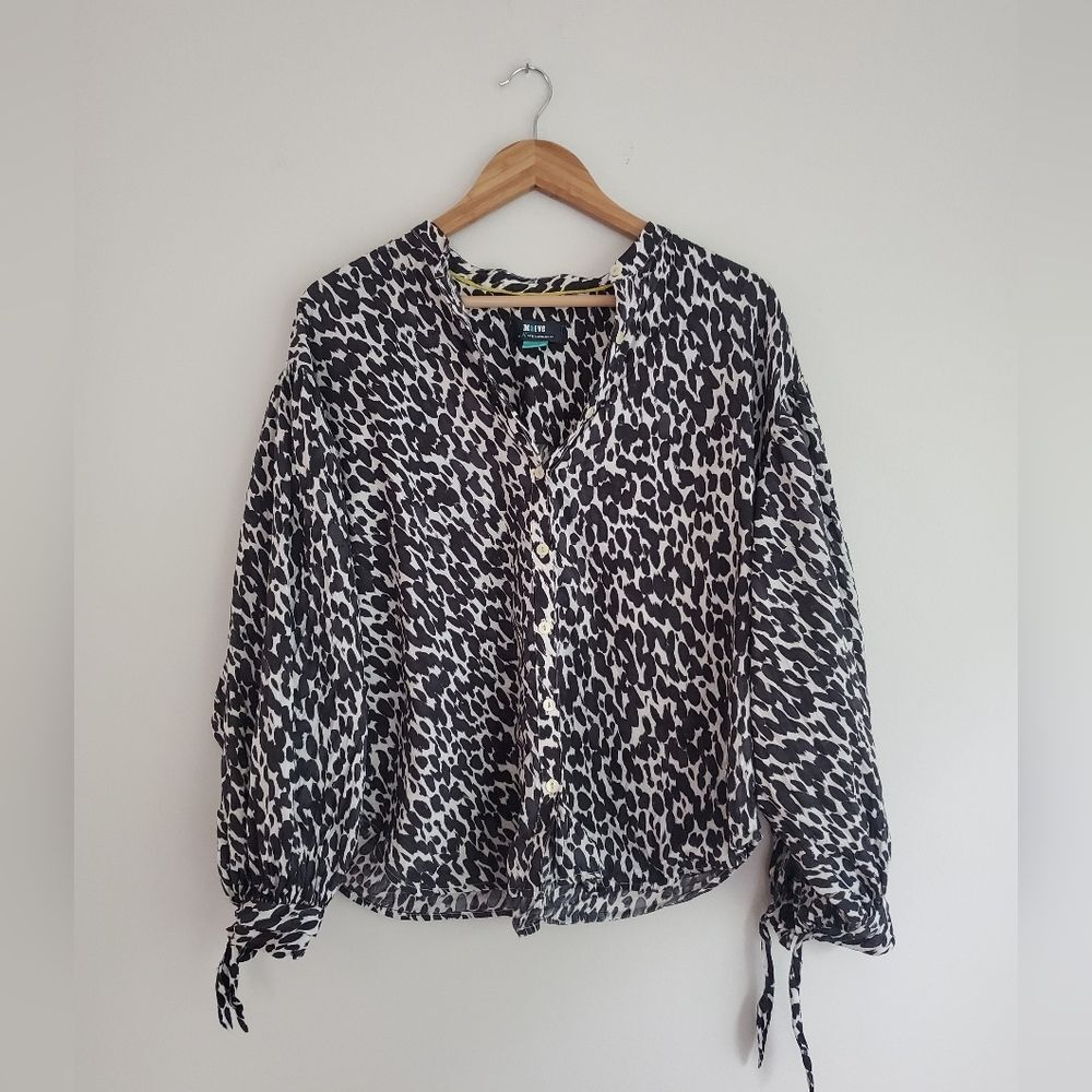 MaEVe by Anthropology "A+nthropologie" spotted light blouse women's size 1X